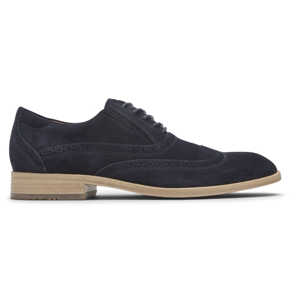 Sapatos Oxford Homem Rockport Total Motion Office Wingtip Azul Marinho,Portugal VHREA-1679